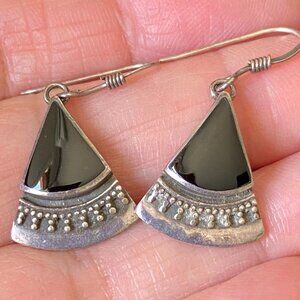 925 Sterling Silver and Onyx Earrings